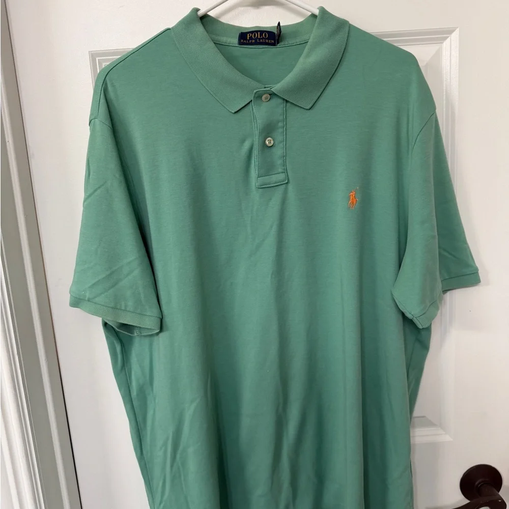 RL Mint Green Polo Shirt with Orange Logo